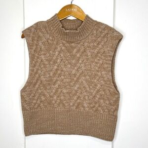 Gestuz ClarissaGZ Waistcoat Size‎ Medium Cableknit Sweater Vest Tan